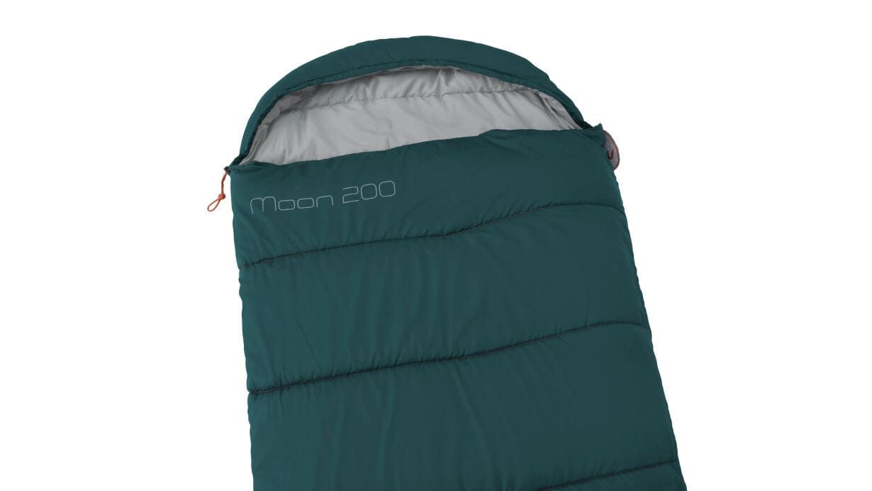 Easy Camp Moon 200 Single Sleeping Bag showing hood. 