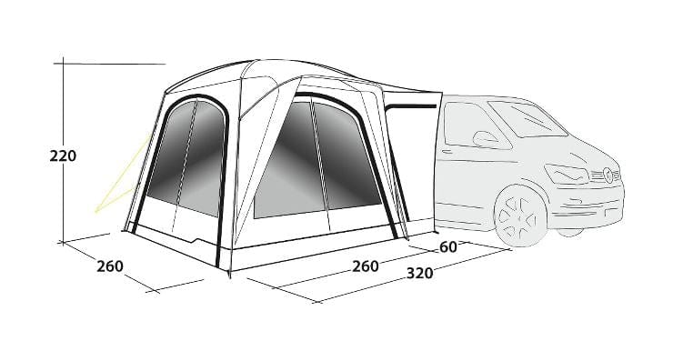 Outwell Milestone Lux Drive Away Van Awning Full Dimensions