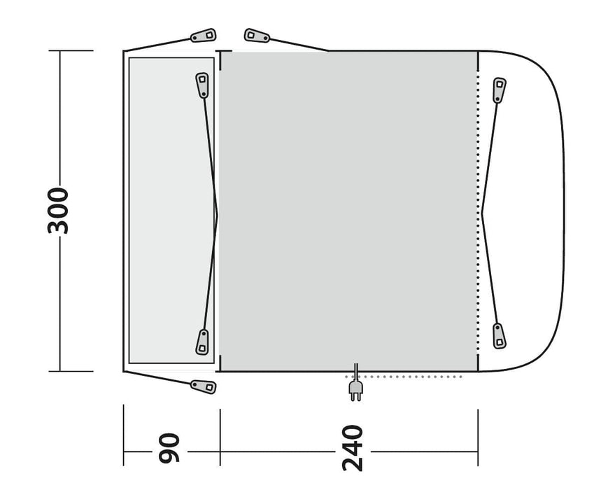 Outwell Waystone 240 Drive Away Van Awning floorplan
