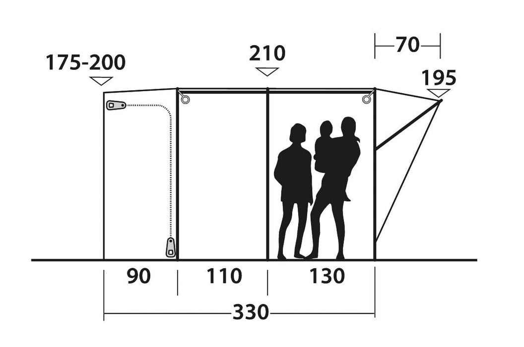 Outwell Waystone 240 Drive Away Van Awning Sideplan