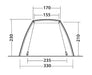 Outwell Woodcrest Vehicle Awning side plan with dimensions