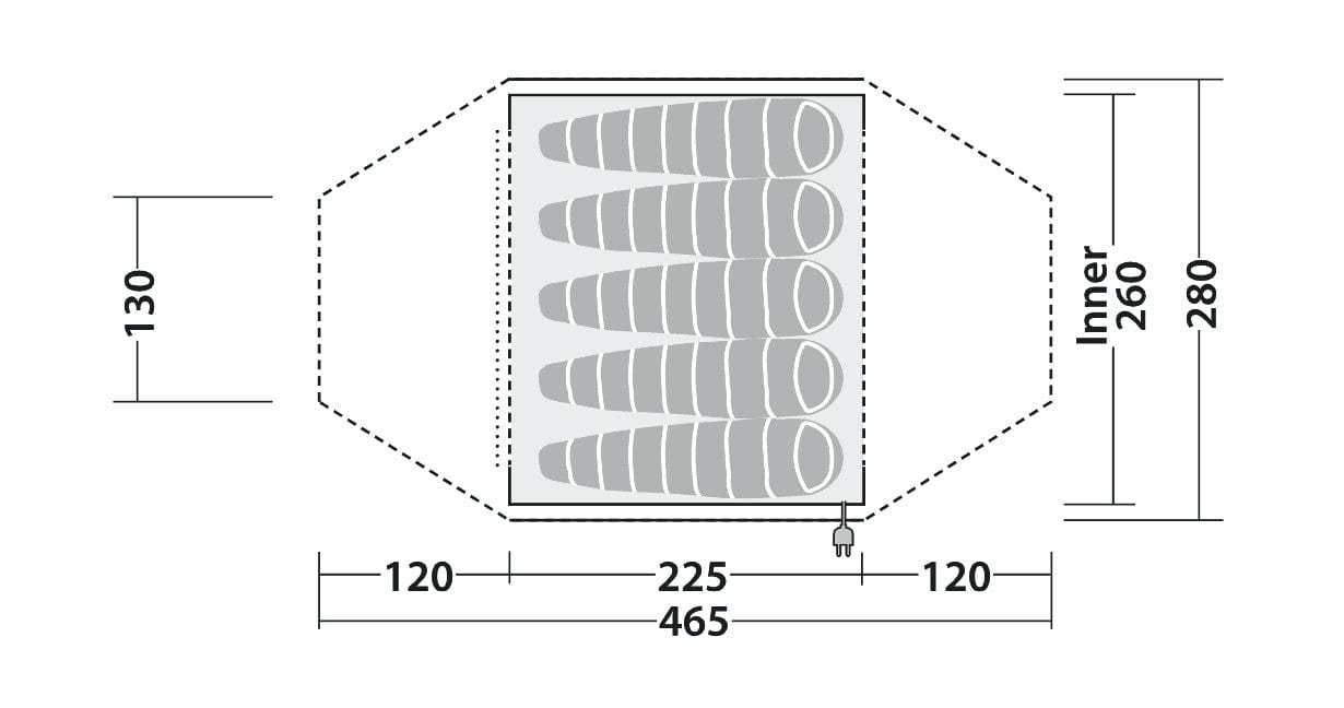 Robens Cobra Stone 5 Berth Dome Tent floorplan
