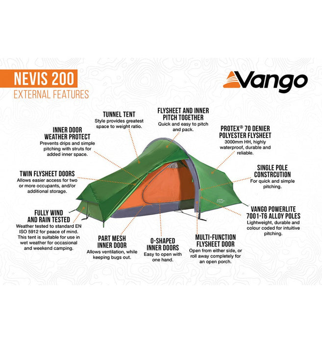 Vango Nevis 200 Pamir Green- 2 Berth Tent external features image